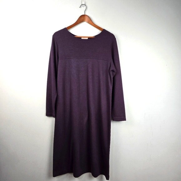 COLDWATER CREEK Midi Sweater Dress Comfy Pullover Deep Purple Womens Size L‎ - Picture 1 of 14